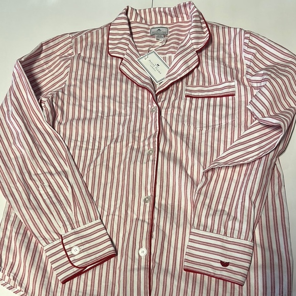 Striped Red and White Women's Pajama Top - Picture 1 of 6